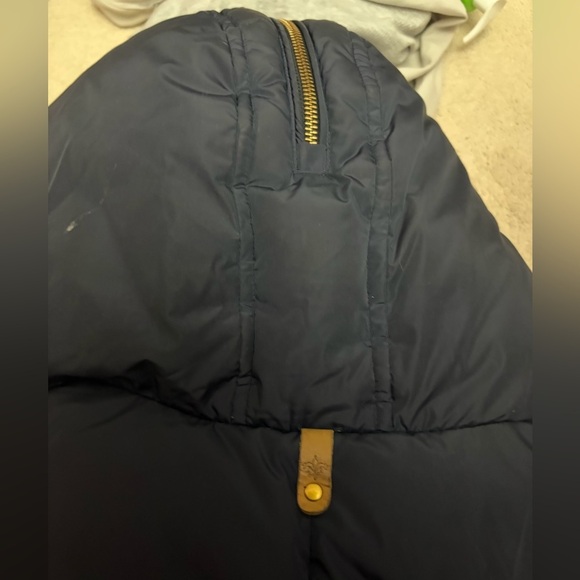 Mackage Dark Blue Puffer Coat with Brown Fur Trim - Picture 6 of 11